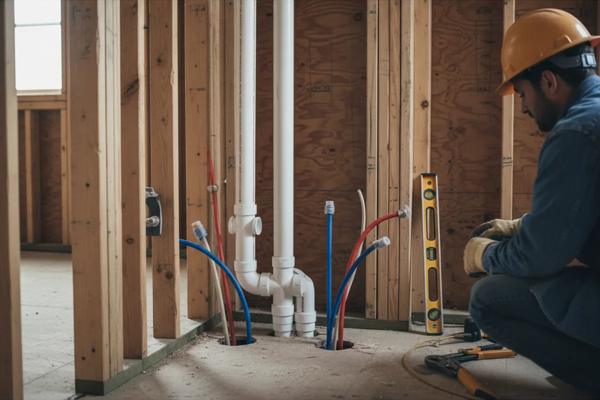 Drain and supply rough-in during Leak Detection in Perkinsville